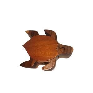 HANDCRAFTED WOODEN TURTLE PUZZLE BOX